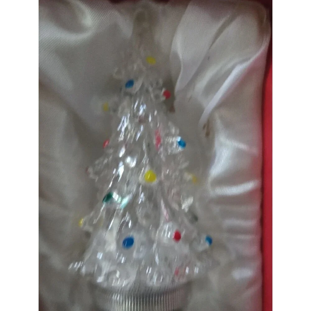 Source Unknown Clear Glass Christmas Tree Bottle Stopper with Multicolor Accents
